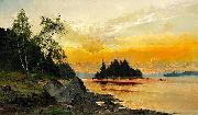 Mauritz Lindstrom Evening Colors on the Lake oil on canvas